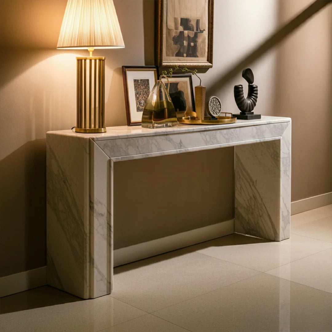 polished marble console table